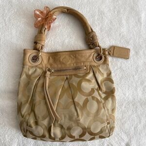 y2k coach monogram tan and cream purse with handbag